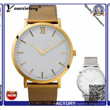 Yxl-792 Simple Design Custom Name Marque Mesh Band Montre Hommes dans le Dial Roman Number Dial